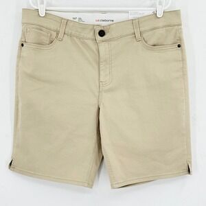 Liz Claiborne Women's Sara Mid Rise Stretch Beige Shorts 16P Flexi Waistband NWT